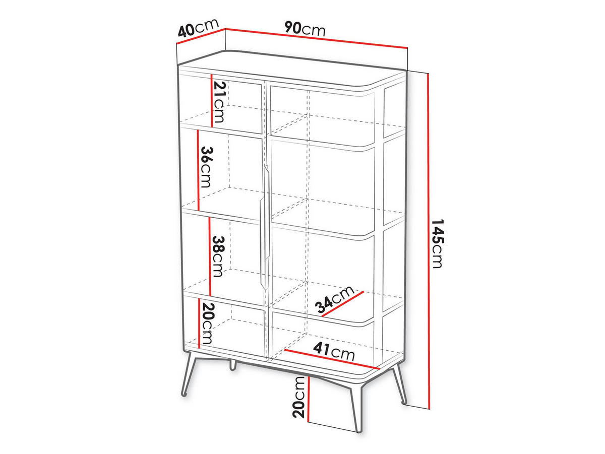 VITRINE Modera - Goldfarben/Schwarz, Holzwerkstoff/Metall (90/145/40cm) - MIRJAN24
