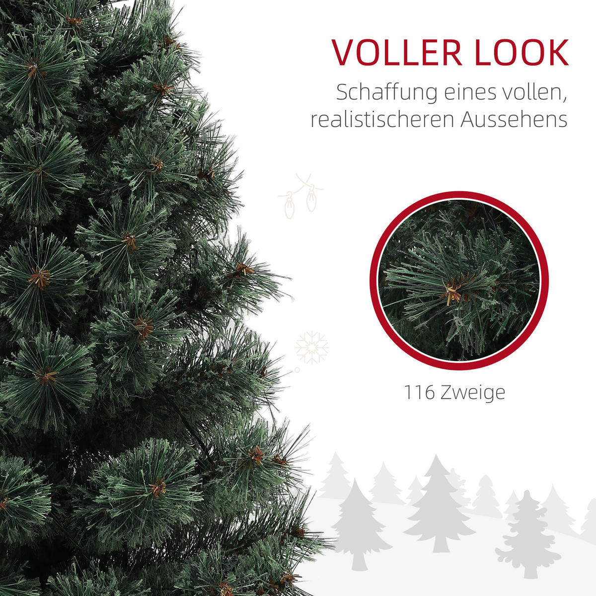 KÜNSTLICHER Weihnachtsbaum mit LED-Leuchten, 90 cm Christbaum mit Fernbedienung - Grün, Kunststoff (45/90cm) - HOMCOM