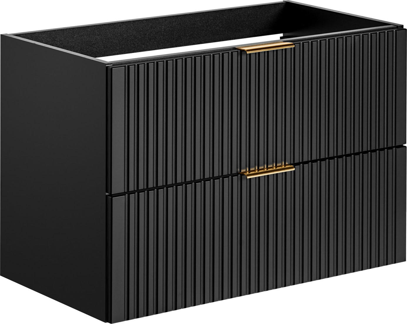WASCHBECKENUNTERSCHRANK Niva hängend mit Rillenfronten in Schwarz, 80/57/46 cm - Multicolor/Schwarz, Holzwerkstoff/Kunststoff (80/57/46cm) - WFL GROUP