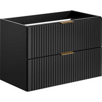 WASCHBECKENUNTERSCHRANK Niva hängend mit Rillenfronten in Schwarz, 80/57/46 cm - Multicolor/Schwarz, Holzwerkstoff/Kunststoff (80/57/46cm) - WFL GROUP