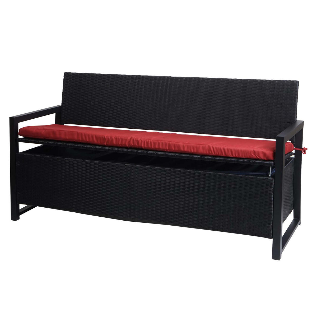 POLY-RATTAN 3ER SITZBANK Anthrazit, Bordeaux - Bordeaux/Anthrazit, Kunststoff (164/87/57cm) - MCW
