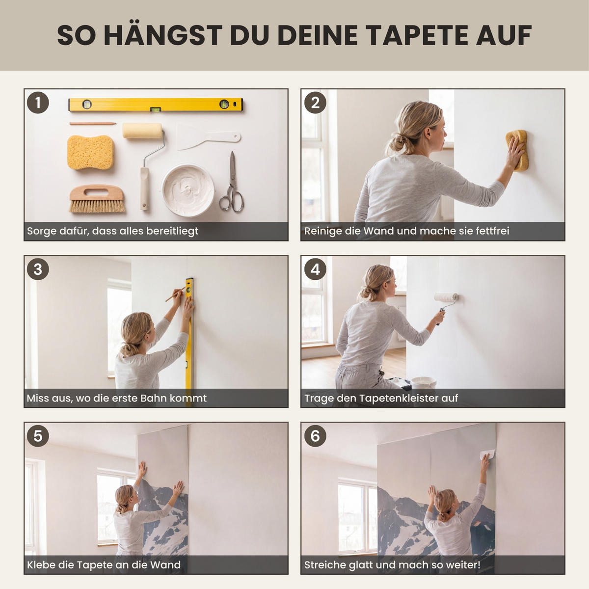 TAPETE - Berge - Wasser - Bäume - 220x260 cm - Multicolor, Papier (220/260cm) - OnlyWow