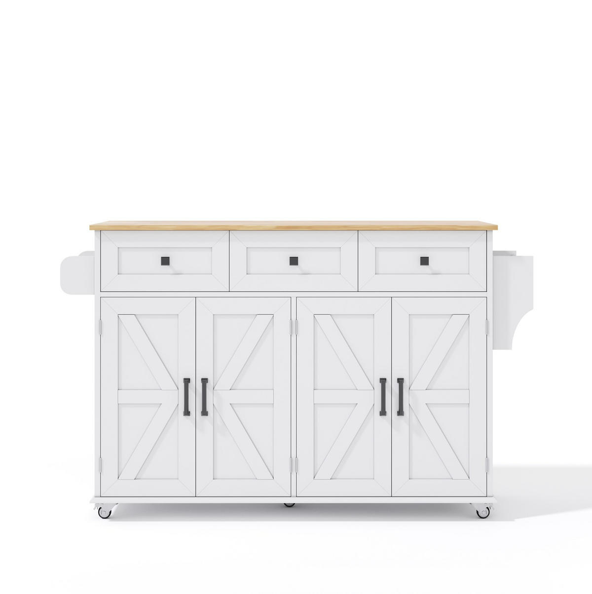 KÜCHENINSEL 140/43(70)/90,5 cm Weiß/Natur aus MDF mit klappbarer Arbeitsplatte - Weiß, Holzwerkstoff (70/93/140cm) - OKMYHOME