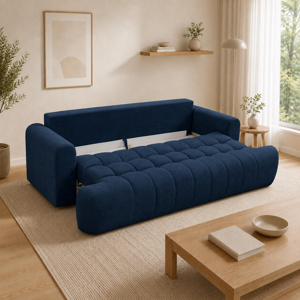 SOFA in Marineblau - Dunkelblau, Textil (246/92/115cm) - Home Collective