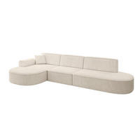 ECKSOFA Ottomane Links MARI-L2 - 317x163x73,5 cm Beige Cord - Beige/Schwarz, Holzwerkstoff/Kunststoff (165/321cm) - ALTDECOR