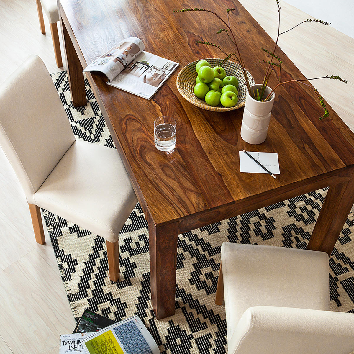 ESSTISCH - Sheesham massiv - Sheeshamfarben, Holz (90/160/76cm) - home24
