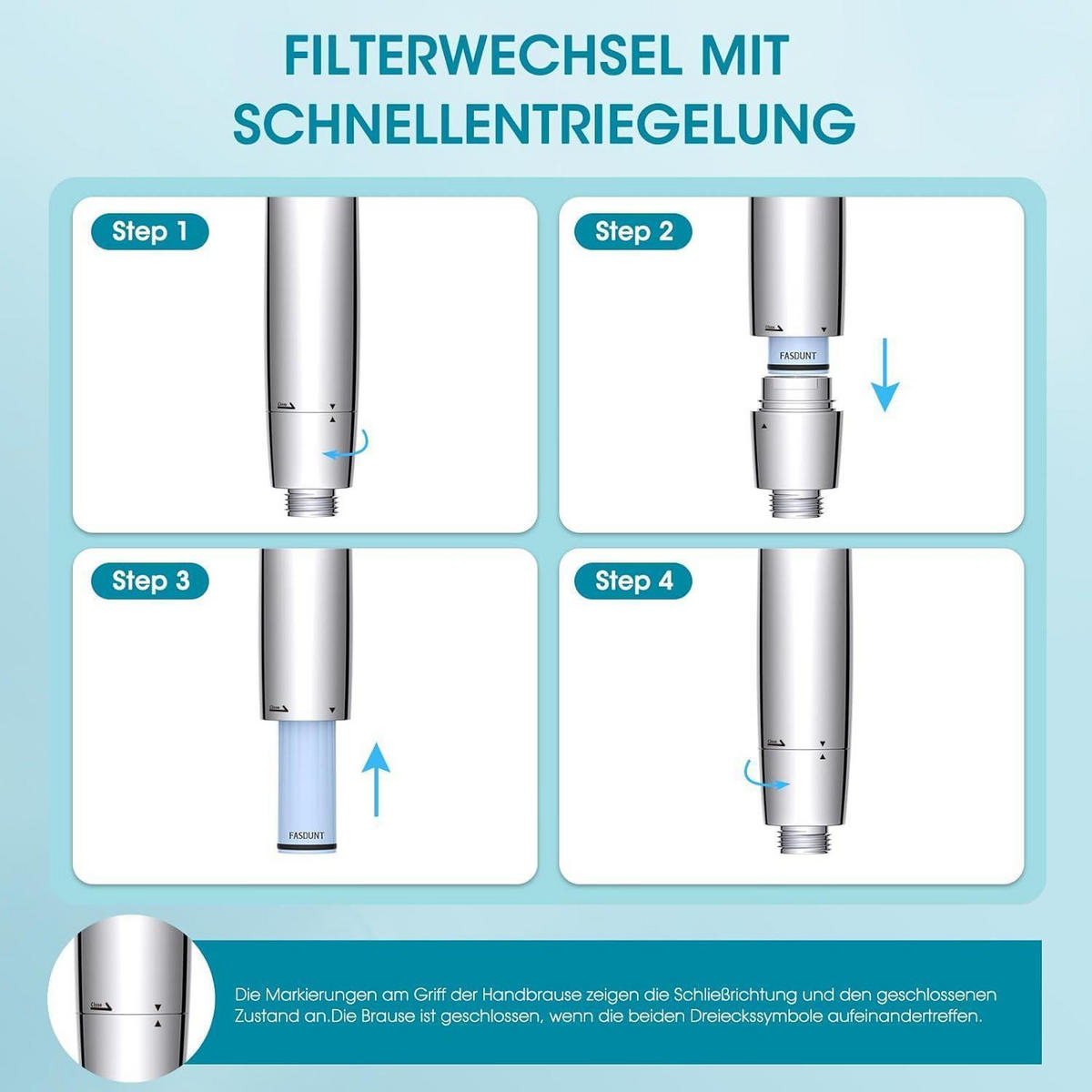 DUSCHKOPF Filter 2 Stück Set 20-Stufen-Filtration - Hellblau, Kunststoff (2.2/2.2/7.9cm)