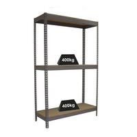 SCHWERLASTREGAL WOOD YETI THREE | HxBxT 200x120x75cm | Fachlast 400kg | Grau - Grau, Metall (120/200/75cm) - PROREGAL
