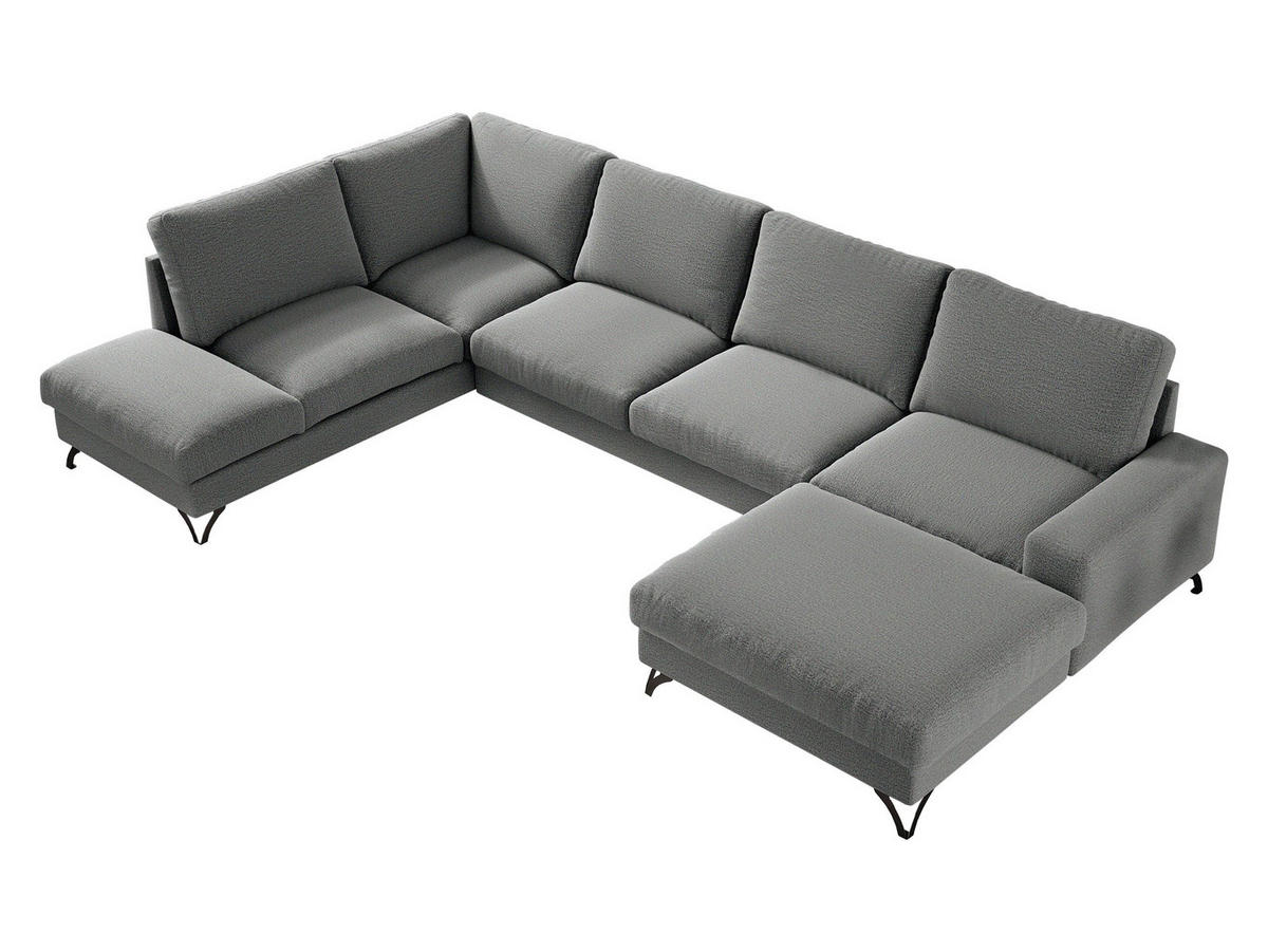 WOHNLANDSCHAFT Flavio U, Seite: Rechts - L3F+L2F+R1F - Schwarz/Grau, Holz/Textil (367/91/214cm) - MIRJAN24