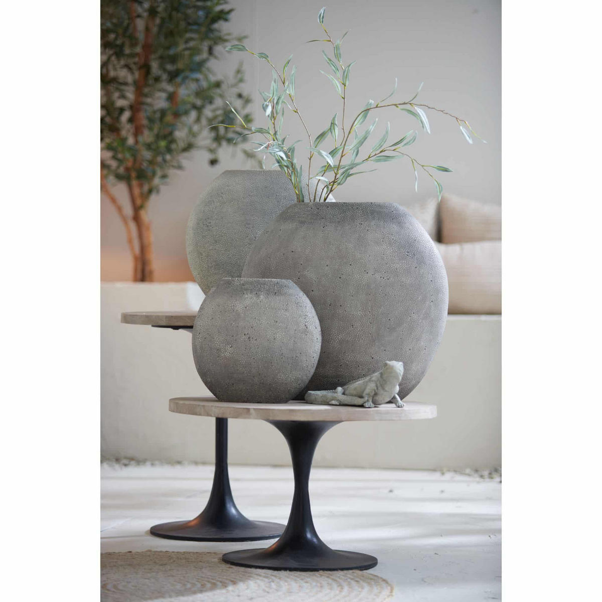 VASE Rayskin Grau 49.5/20/45 cm - Grau, Kunststoff (45cm) - Light & Living