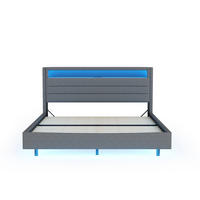 POLSTERBETT 140/200 cm Grau mit LED-Beleuchtung und USB-Anschluss - Grau, Textil (140/200cm) - Flora Grace