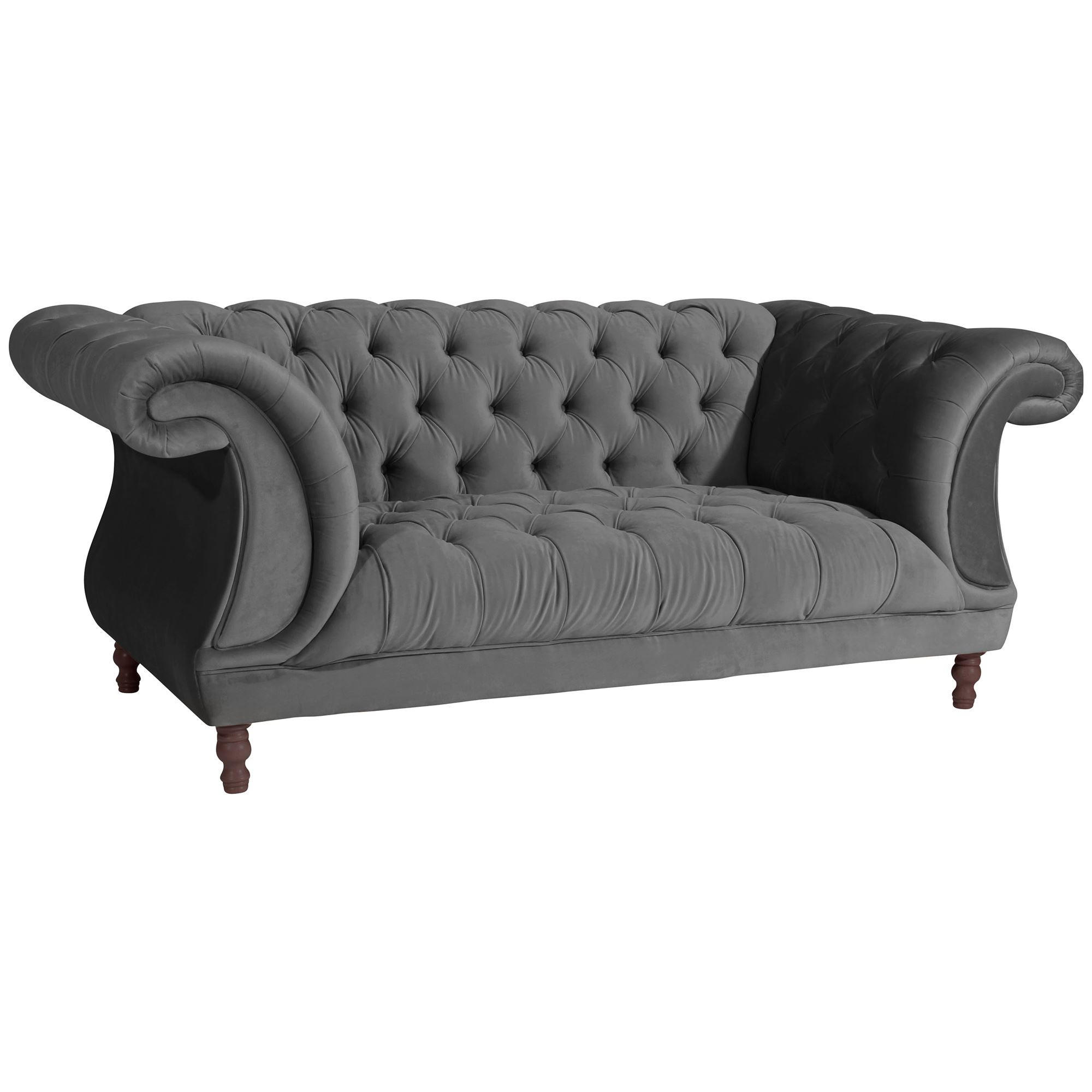 CHESTERFIELD Sofa 2-Sitzer Kaylin Samtvelours anthrazit - Anthrazit, Kunststoff (200/80/100cm) - 58aufmkessel
