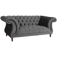 CHESTERFIELD Sofa 2-Sitzer Kaylin Samtvelours anthrazit - Anthrazit, Kunststoff (200/80/100cm) - 58aufmkessel