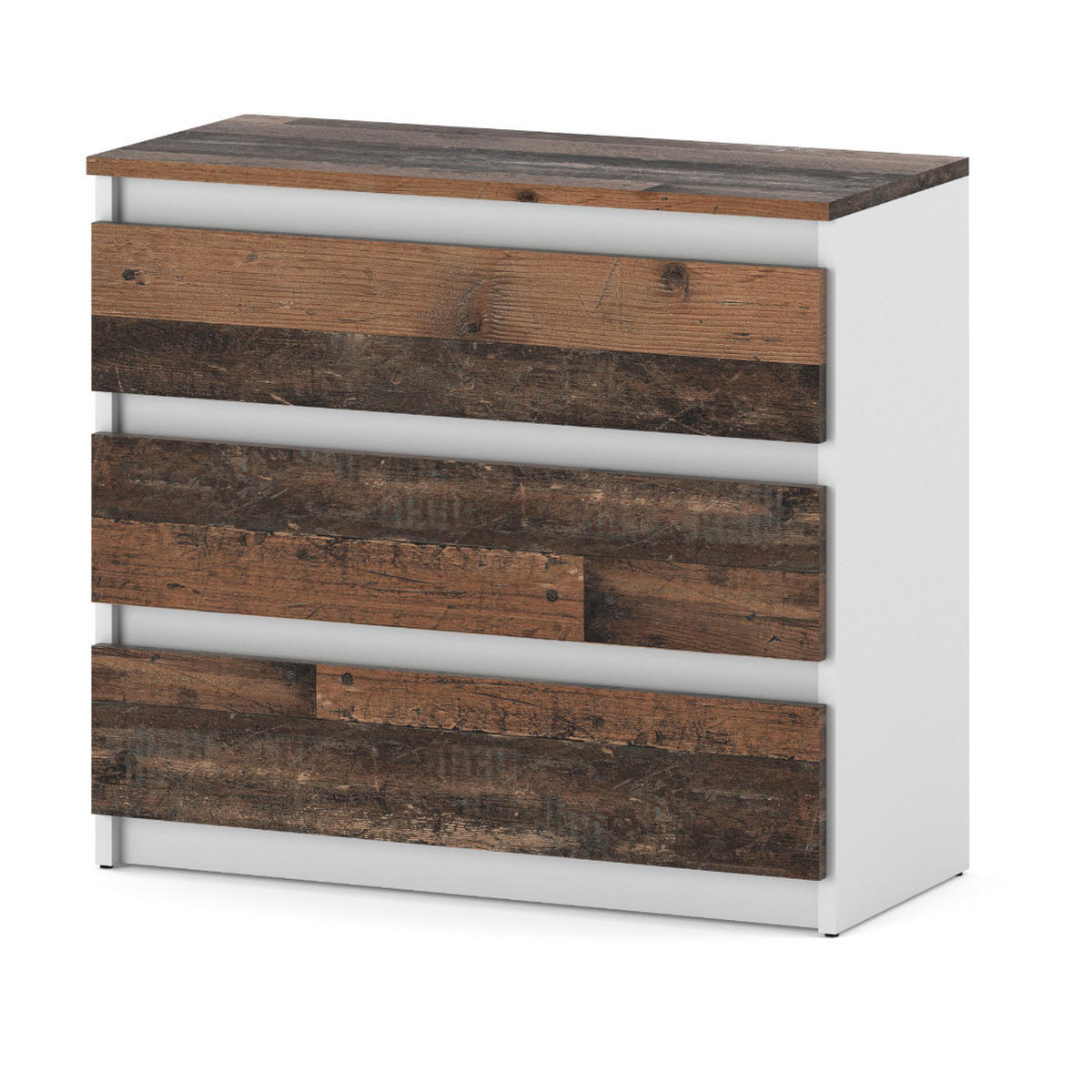 KOMMODE mit Schubladen – weiß - Weiß/Braun, Holz (80/71.5/33.5cm) - Stiv Meble