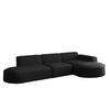 ECKSOFA Ottomane Palma Opera Velvet - Schwarz, Holzwerkstoff/Textil (296/165cm) - Fun Möbel