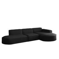 ECKSOFA Ottomane Palma Opera Velvet - Schwarz, Holzwerkstoff/Textil (296/165cm) - Fun Möbel