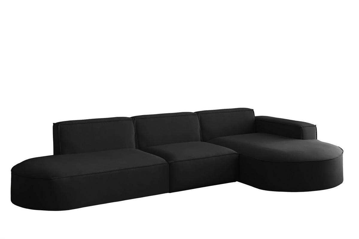 ECKSOFA Ottomane Palma Opera Velvet - Schwarz, Holzwerkstoff/Textil (296/165cm) - Fun Möbel