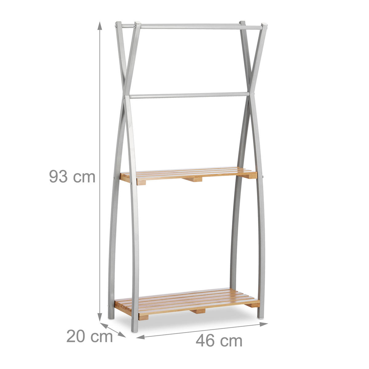 HANDTUCHHALTER - Silberfarben, Holz/Metall (46/93/20cm) - Relaxdays