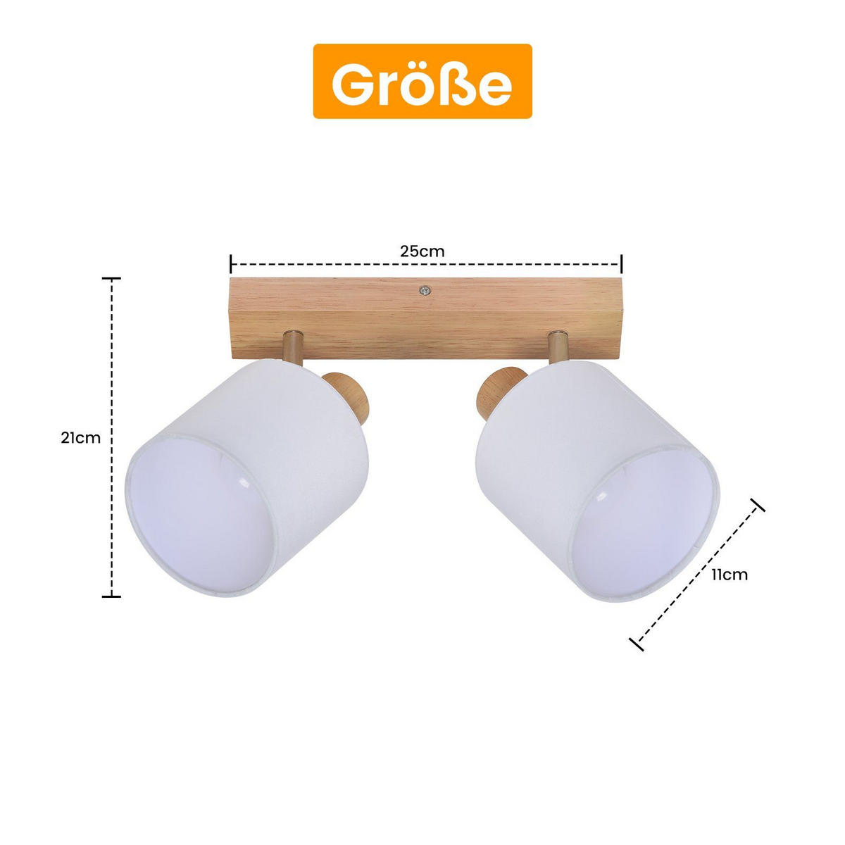 DECKENSTRAHLER Gaara 13/13/21cm - Eukalyptusholzfarben, Holz (13/13/21cm) - ZMH