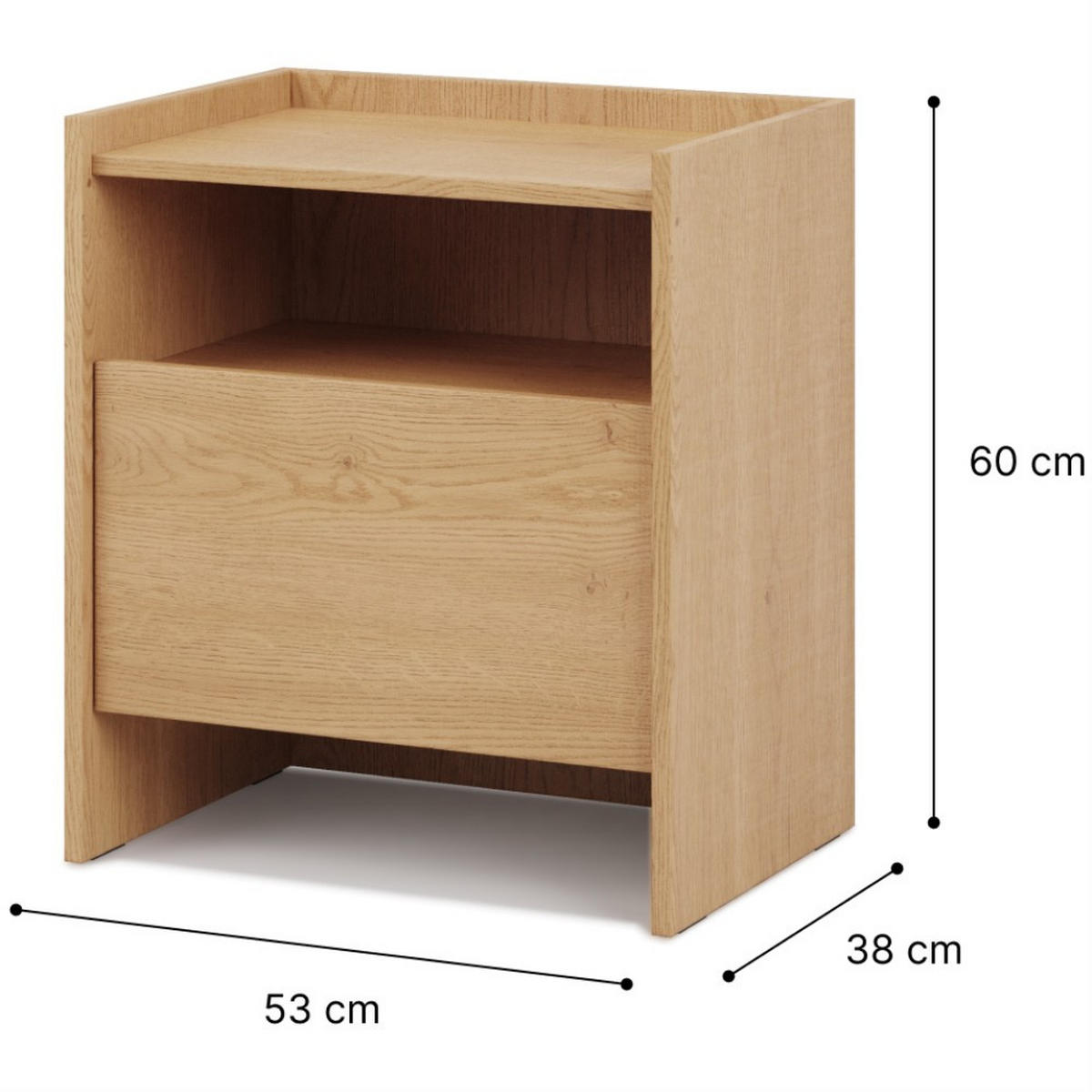 NACHTTISCH Juni mit 1 Schublade, 50 cm, eiche Cremona - Eichefarben, Holzwerkstoff (53/60/38cm) - Beautysofa
