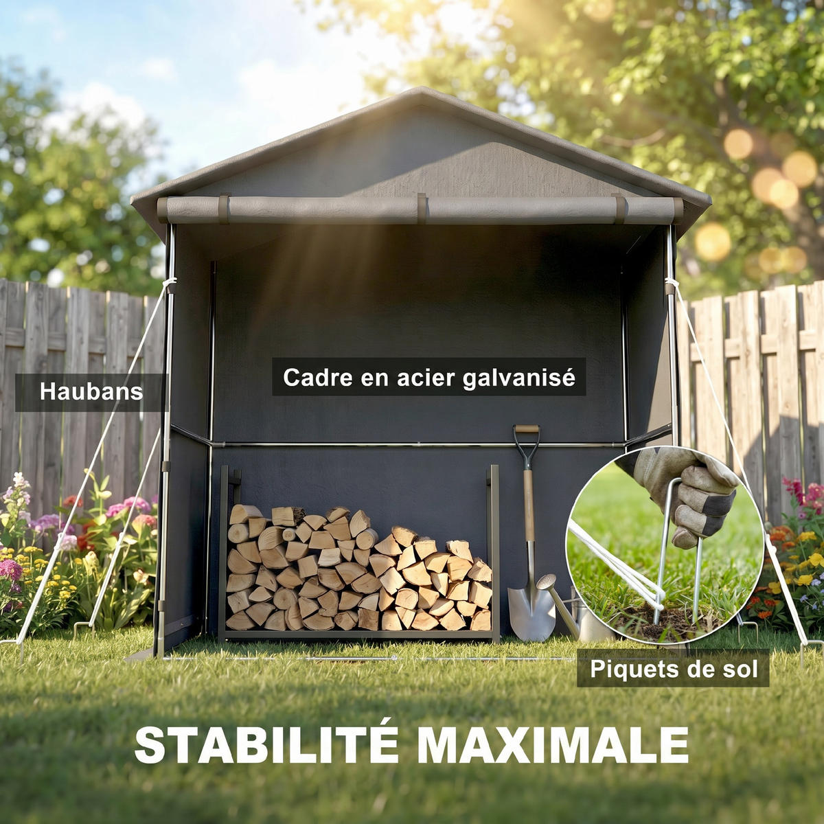 CARPORT Dunkelgrau 1 Stück - Dunkelgrau, Kunststoff/Metall (112/200/200cm) - GiPP
