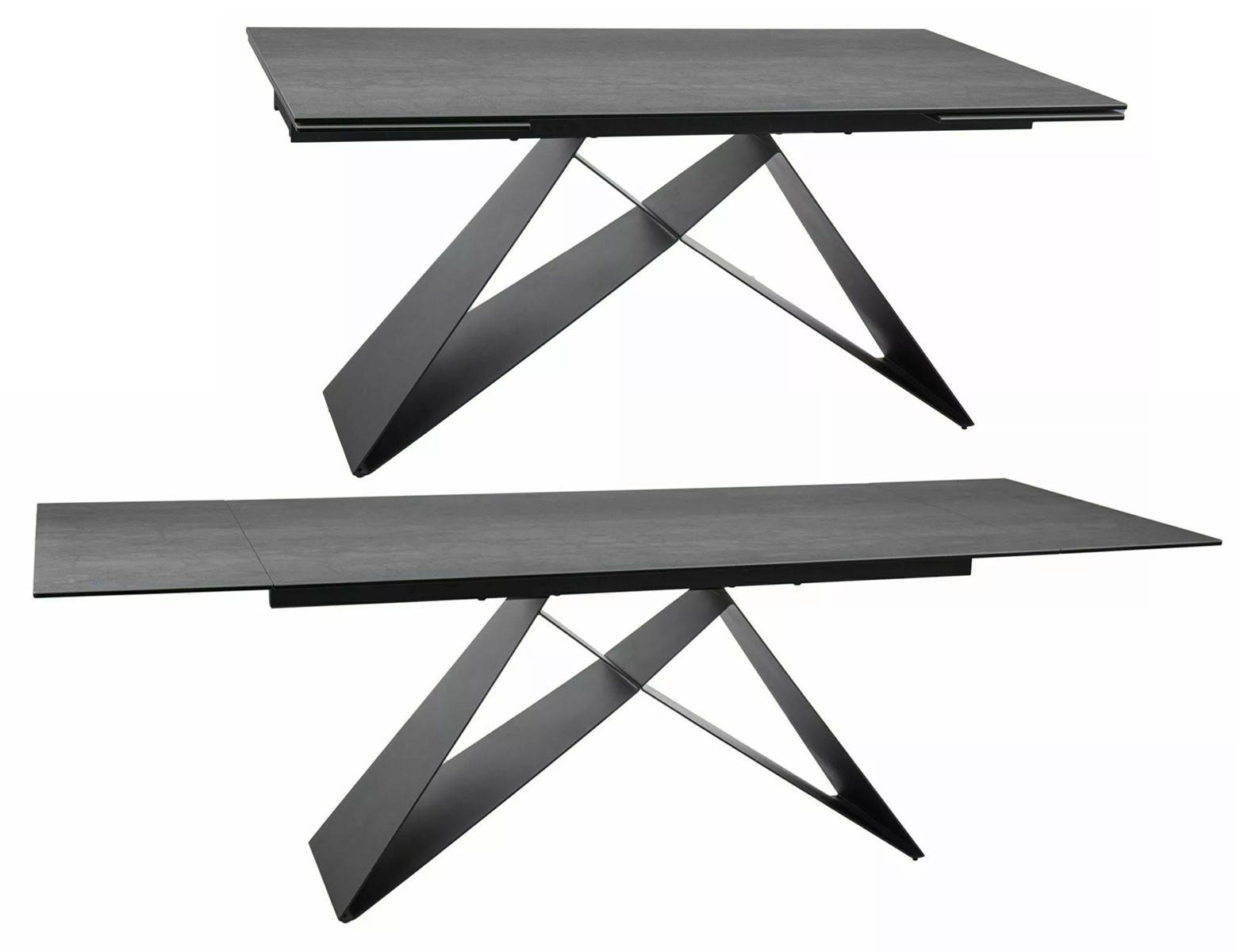 ESSTISCH Westin X / Schwarz Matt 160-240 / 90 / 77cm - Schwarz/Grau, Holz/Keramik (90/240/77cm) - Feldmann-Wohnen