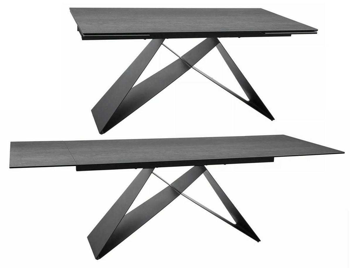 ESSTISCH Westin X / Schwarz Matt 160-240 / 90 / 77cm - Schwarz/Grau, Holz/Keramik (90/240/77cm) - Feldmann-Wohnen