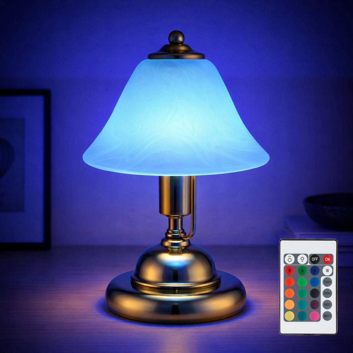 LED TISCHLEUCHTE Messing ANTIK - Messingfarben, Glas (17/17/27cm) - Globo Lighting