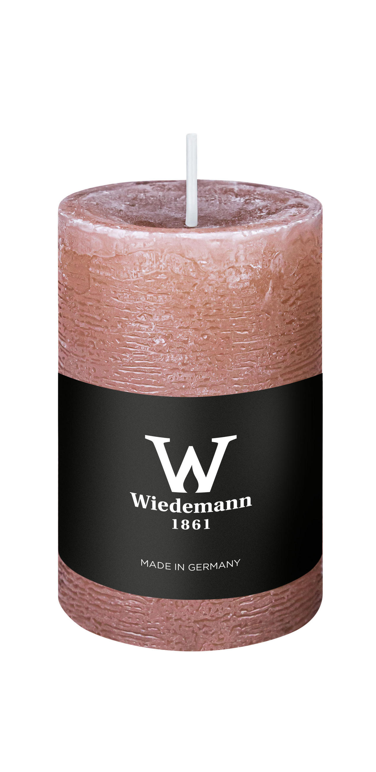 STUMPENKERZE Rustik Marble Style Rosenholz 90 x Ø 58 mm, 1 Stück - Rosa, Paraffin (9cm) - Wiedemann Kerzen