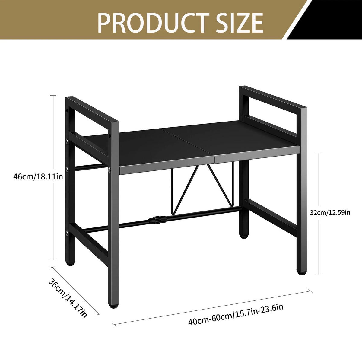MIKROWELLENREGAL Ausziehbar Schwarz 1-teilig - Schwarz, Kunststoff (40/46/36cm) - Kaket