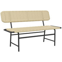 POLYRATTAN Sitzbank bis 250 kg belastbar, für Balkon, Terrasse, Metall, Khaki - Braun, Kunststoff (66/80/132cm) - Outsunny