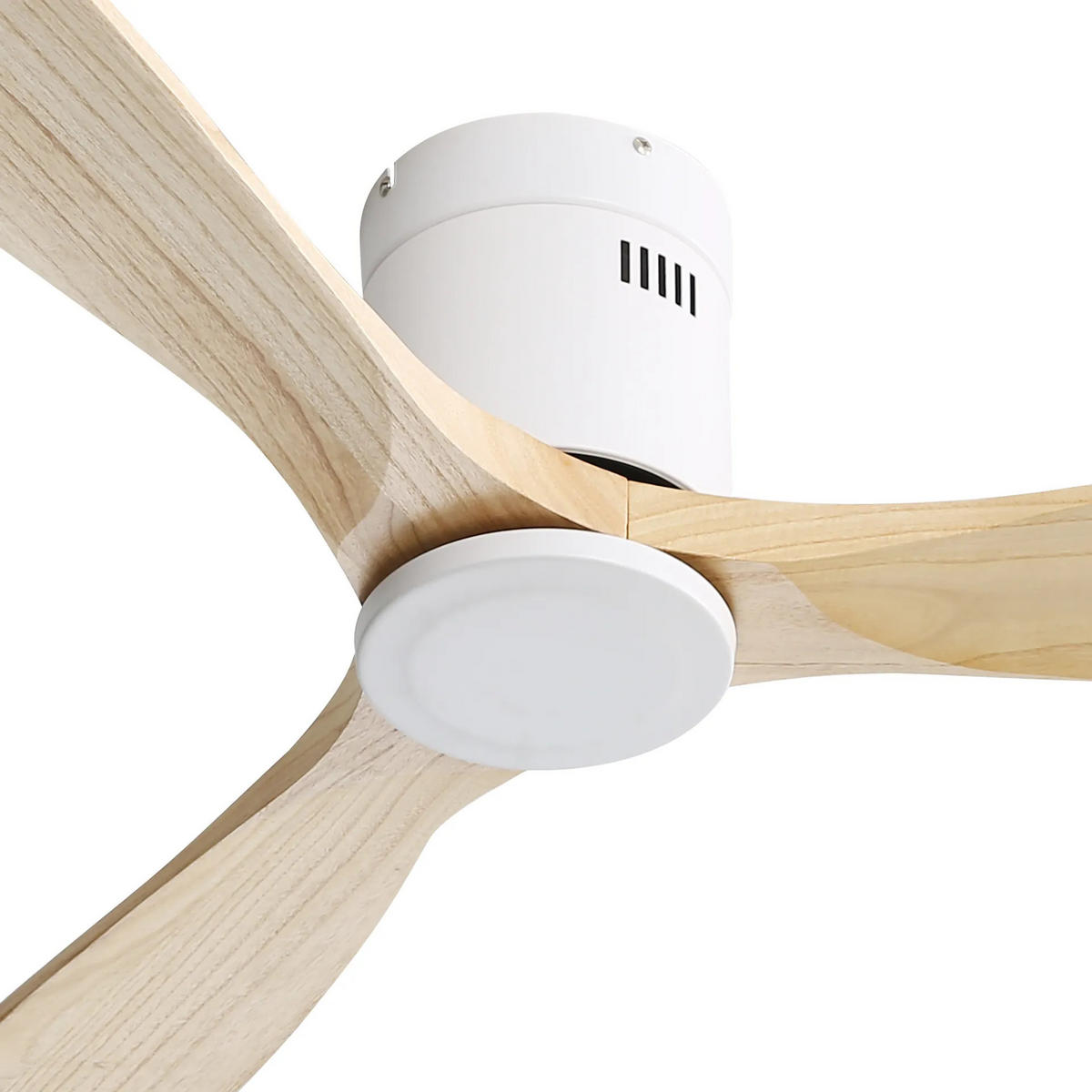 DECKENVENTILATOR DE-16297 52 Zoll mit 3 Massivholzflügeln Natur - Weiß, Holz/Metall (132/132/24.5cm) - ComfortXL