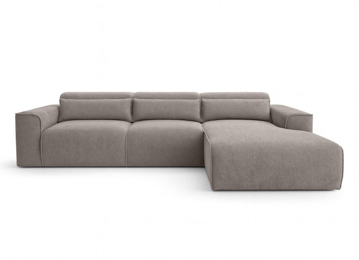 ECKSOFA L Form Ruyam Hellbraun 310/165/78 cm – Schlaffunktion Rechts - Hellbraun/Schwarz, Kunststoff/Textil (310/170cm) - AX Living