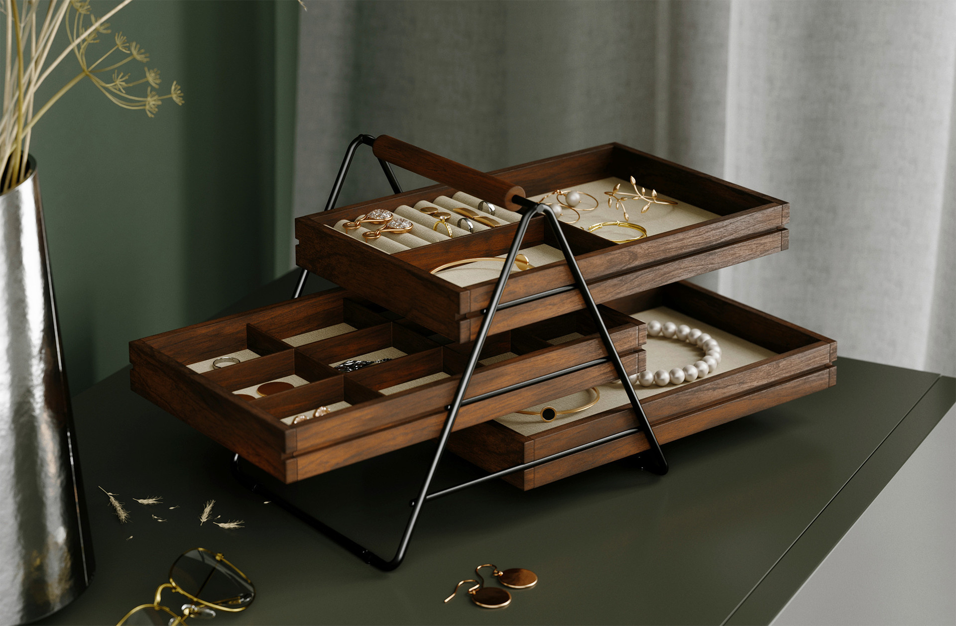 Dřevěný organizér na šperky