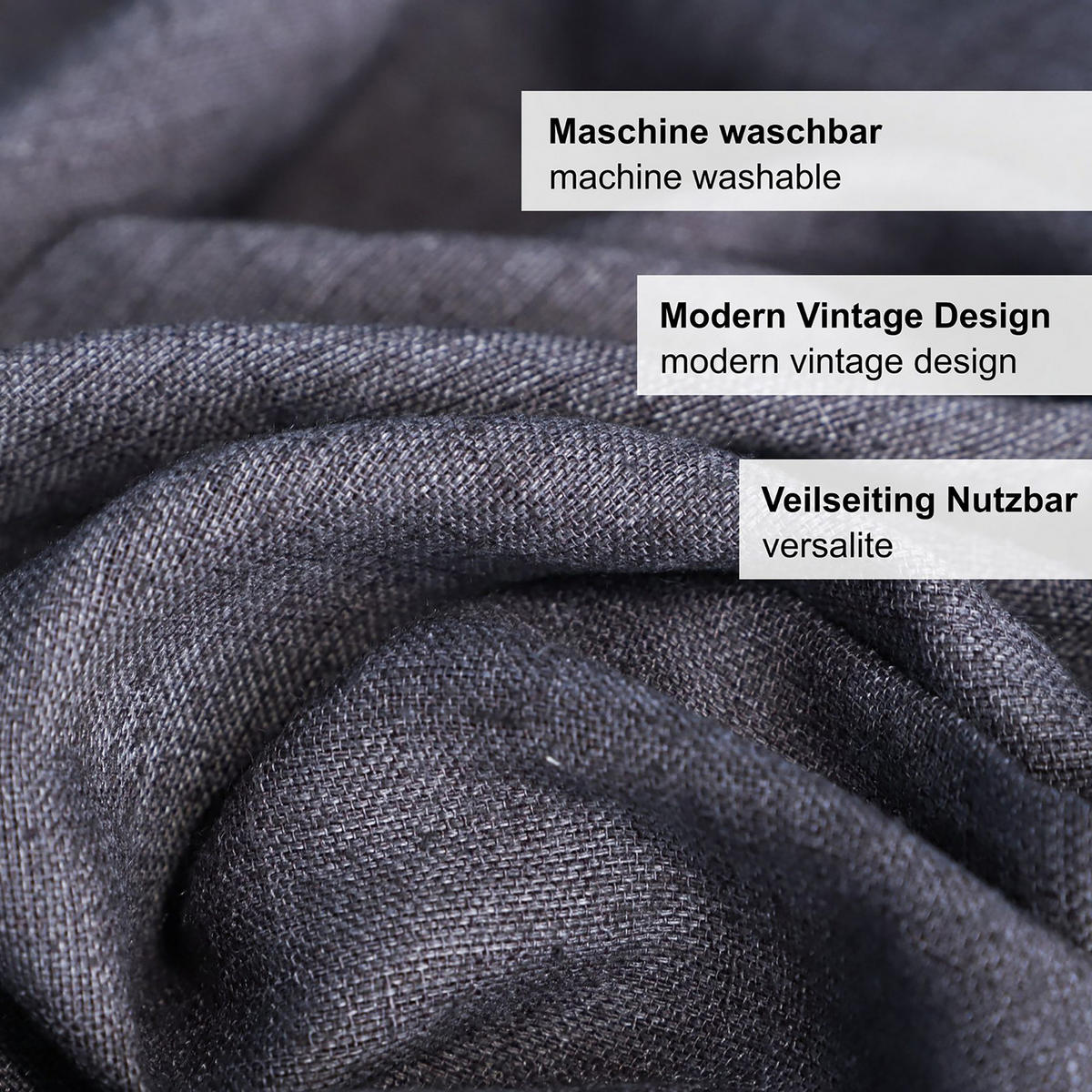 RUNDE Tischdecke Leinenoptik abwaschbar, Lotuseffekt, 140 cm, Dunkelgrau - Dunkelgrau, Textil (140/140cm)