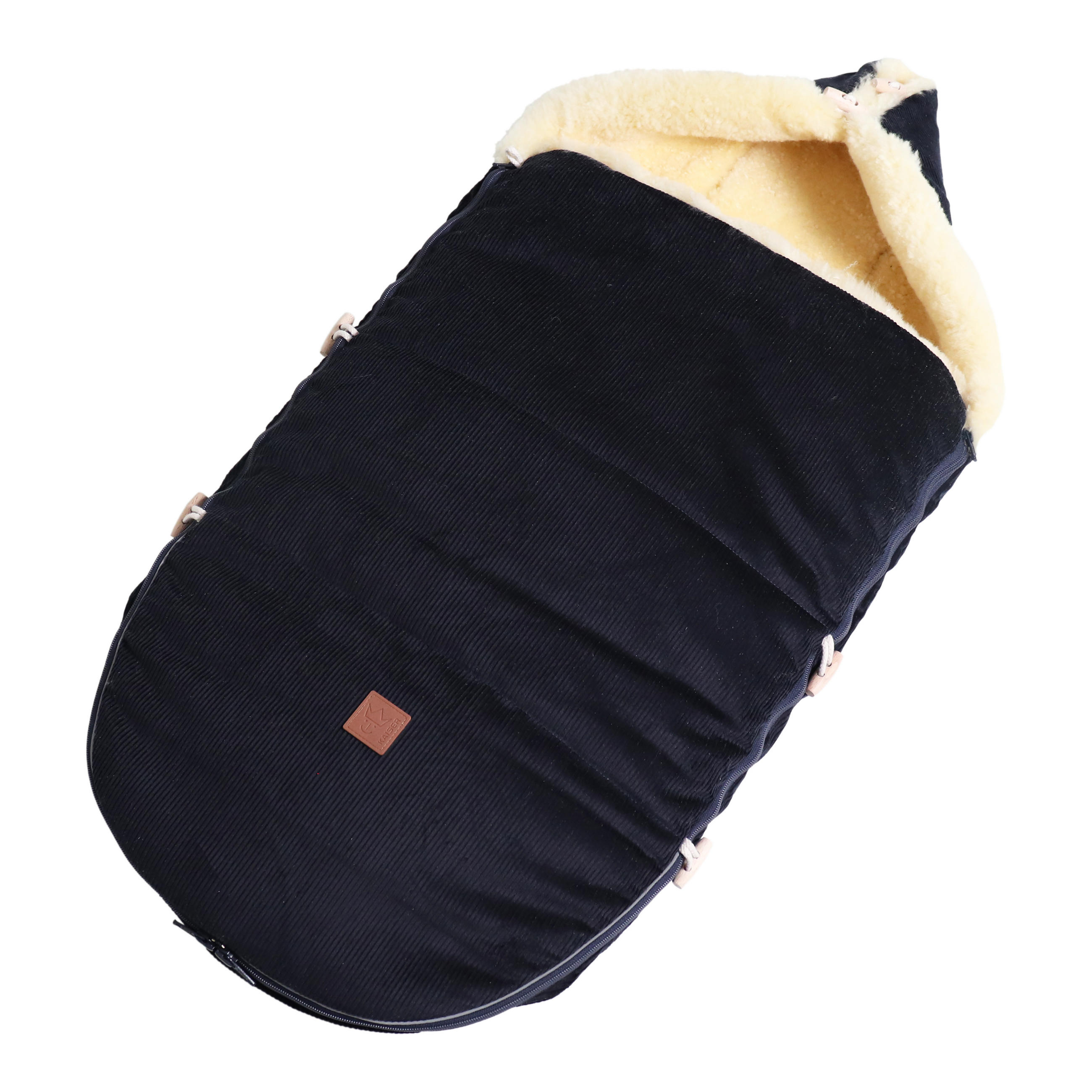 LAMMFELL-FUSSSACK Filius Cord, dark blue sea - Dunkelblau, Fell (46/6/100cm) - Kaiserbaby