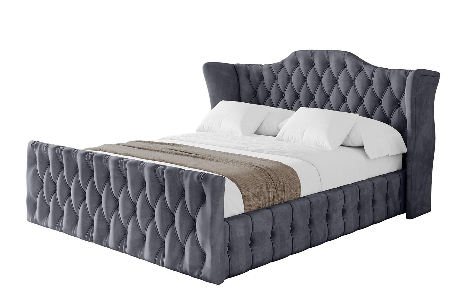 POLSTERBETT mit Bettkasten, Fußteil und Lattenrost, Boxbett ohne Matratze - MODY-Z 180x200 Dunkelgrau - Dunkelgrau, Holzwerkstoff/Textil (180/200cm) - ALTDECOR