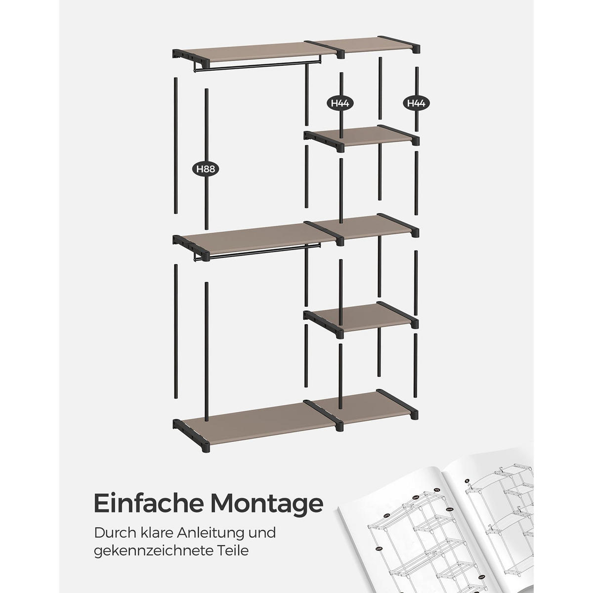 KLEIDERSCHRANK BRAZZAVILLE - Taupe, Kunststoff (124/182/43cm) - Hansiro