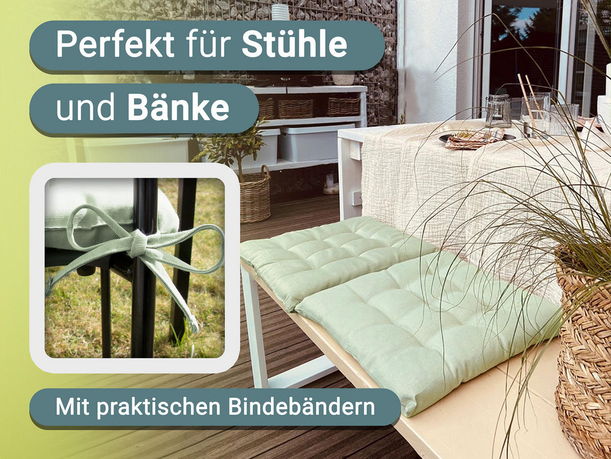 STUHLKISSEN, 4er-Set, 40x40 cm, 100% Polyester, Grün - Hellgrün, Textil (40/40/3cm) - Zollner