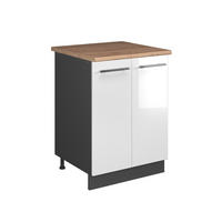 SKŘÍŇKA POD DŘEZ Fame-Line, Bílá vysoký lesk/Antracit, 60 cm - antracitová/vysoce lesklá bílá, kompozitní dřevo (60/82/60cm) - Vicco