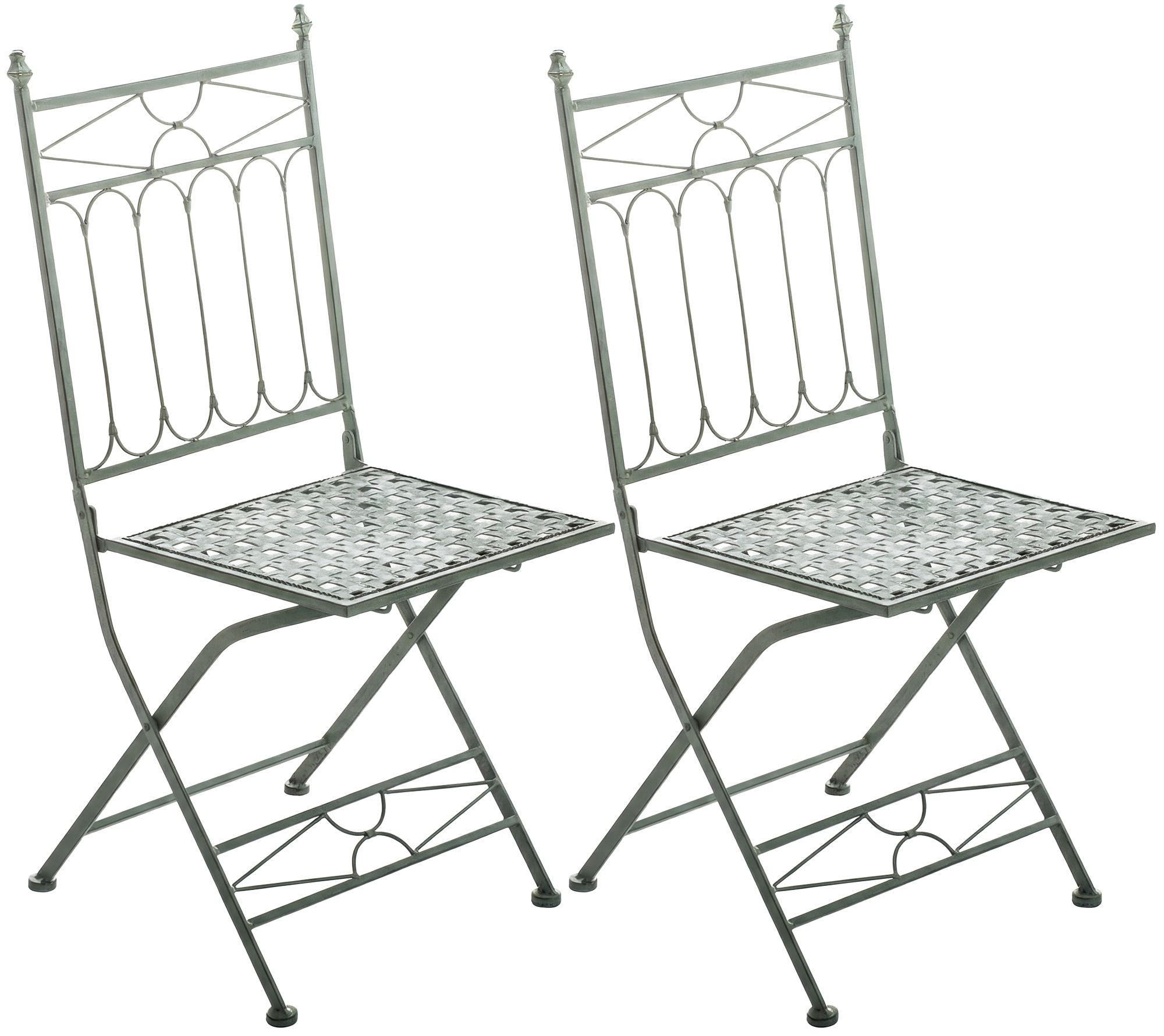 GARTENKLAPPSTUHL 2er Set Metall Antik-Grün - Grün, Metall (42/94/40cm) - CLP