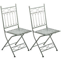 GARTENKLAPPSTUHL 2 Metall Antik-Grün - Grün, Metall (42/94/40cm) - CLP