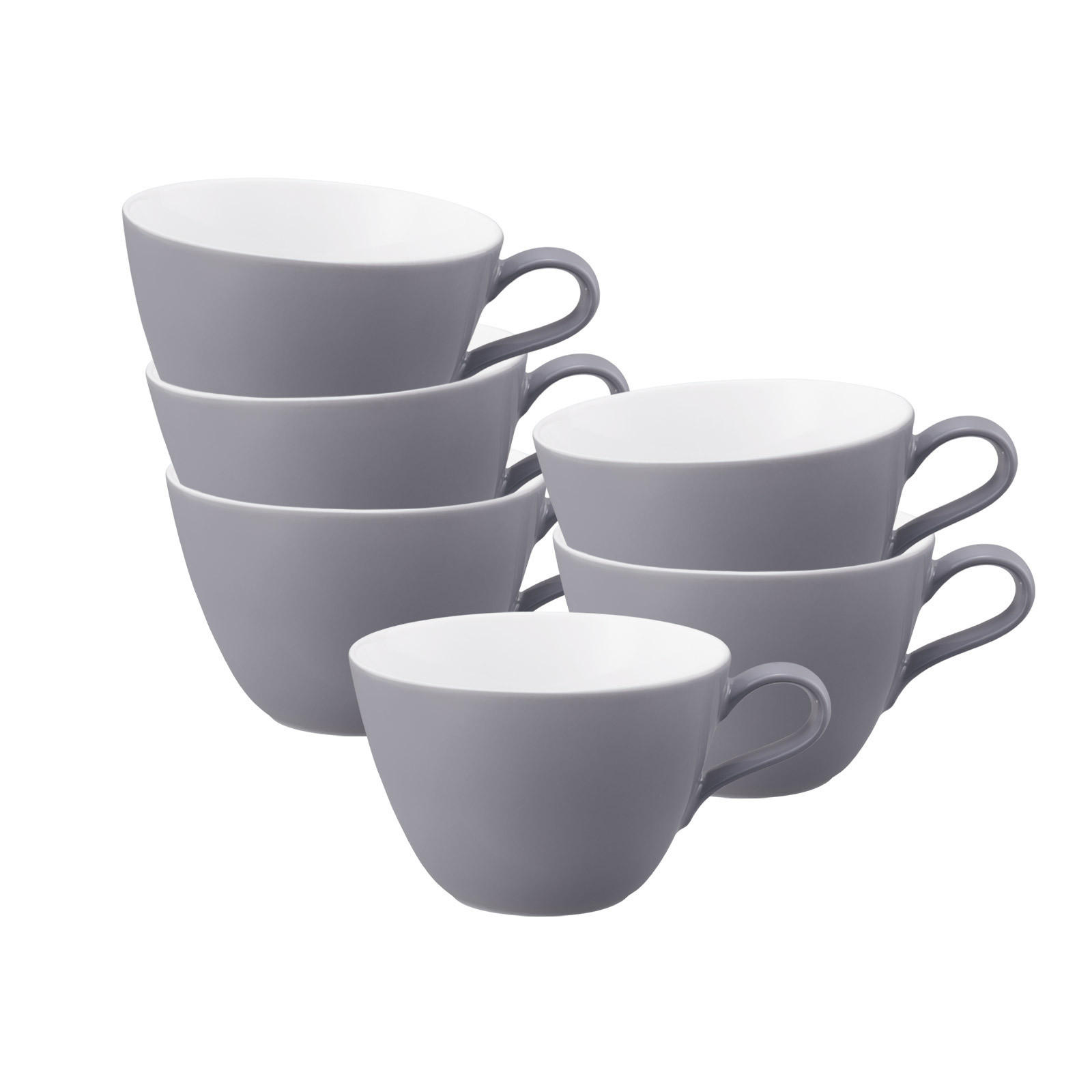 MILCHKAFFEETASSEN Life Fashion Elegant Grey 370 ml 6er Set - Grau, Keramik (0.37L) - Seltmann Weiden