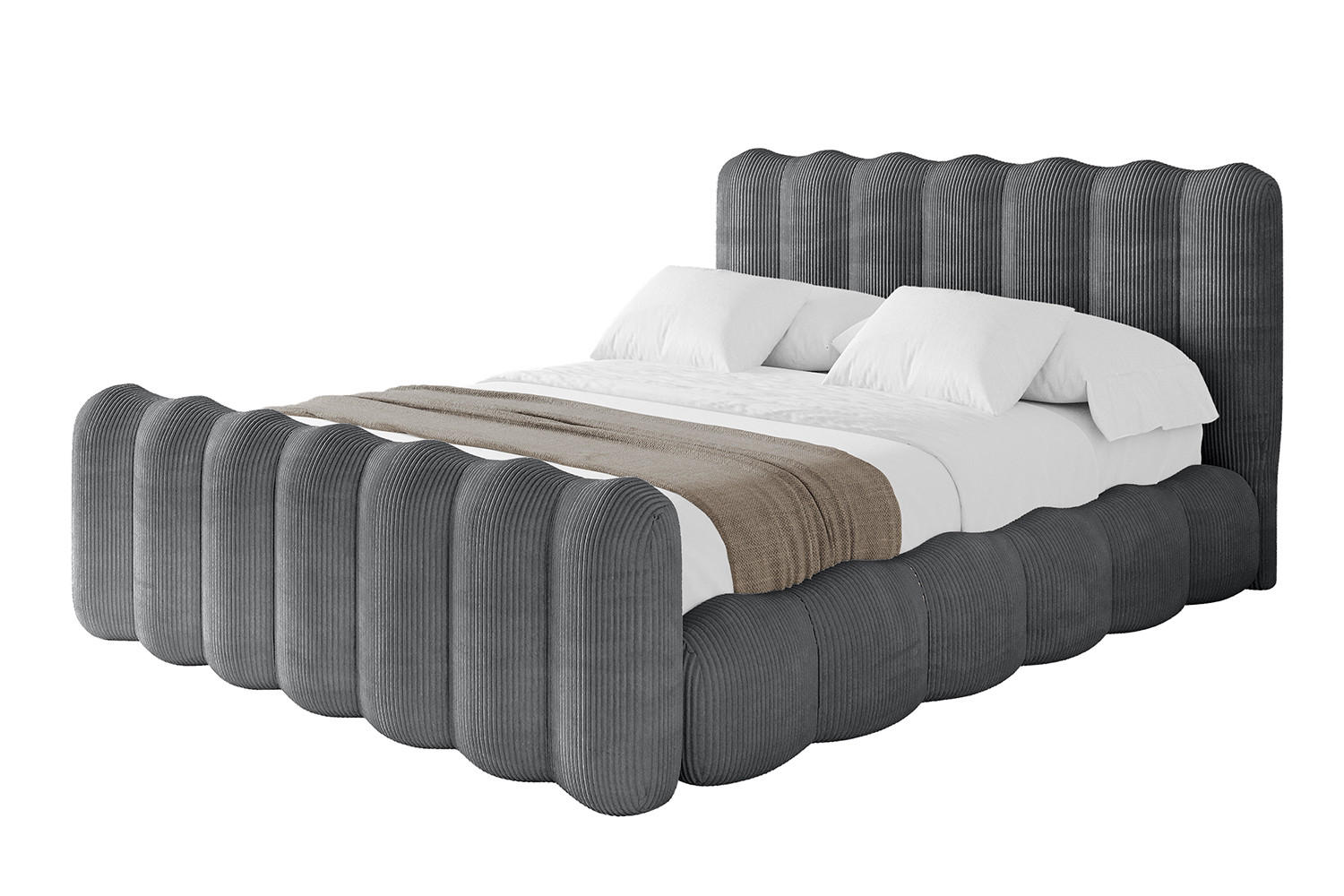 POLSTERBETT mit Bettkasten, Fußteil und Lattenrost, Bett mit Matratze H3/H4 - SORA-Z 180x200 Dunkelgrau - Anthrazit, Holzwerkstoff/Textil (180/200cm) - ALTDECOR
