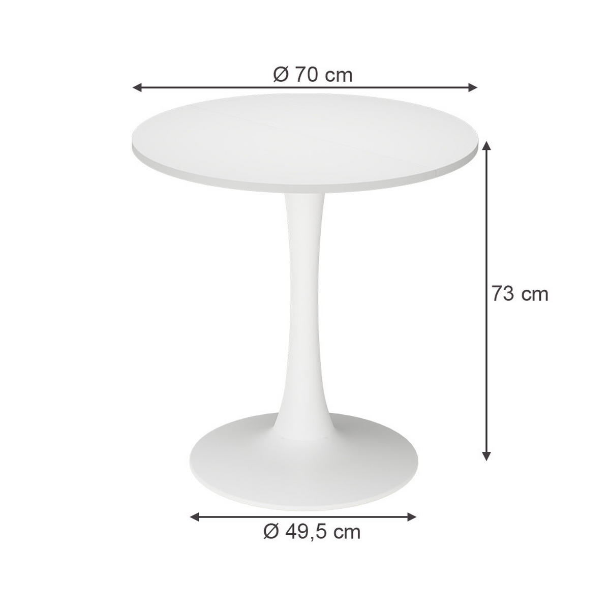Weiß, Holzwerkstoff (70/70/73cm) - Vicco