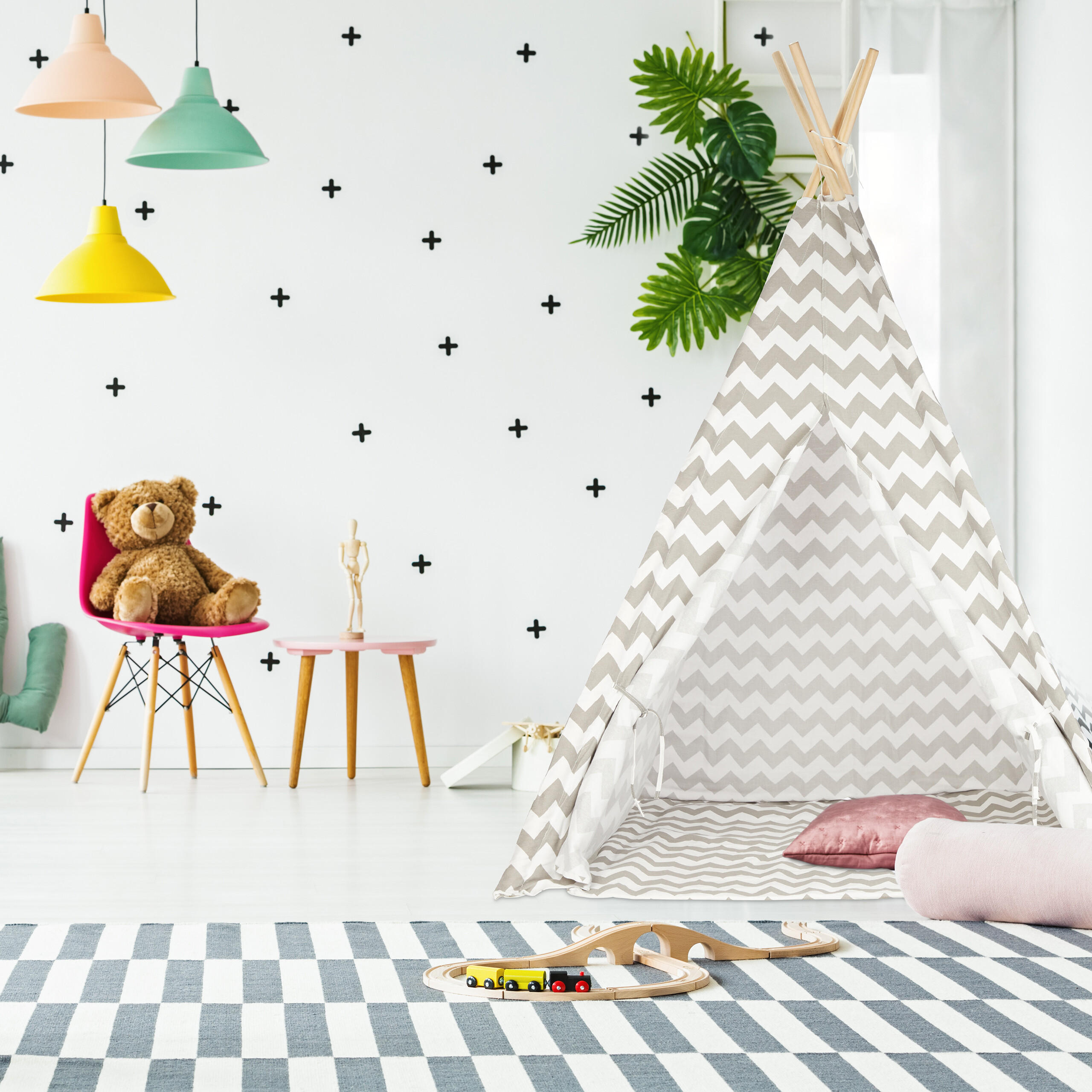 TIPI Zelt - Multicolor, Holz/Textil (115/115cm) - Relaxdays