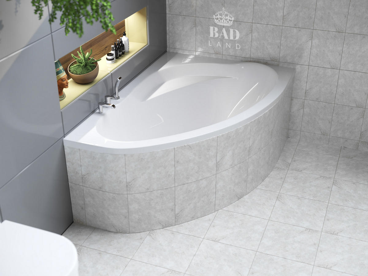 BADEWANNE Eckwanne MAREA 150/100 Rechts Ablauf & Füße - Weiß, Kunststoff (100/57.5/150cm) - bad land