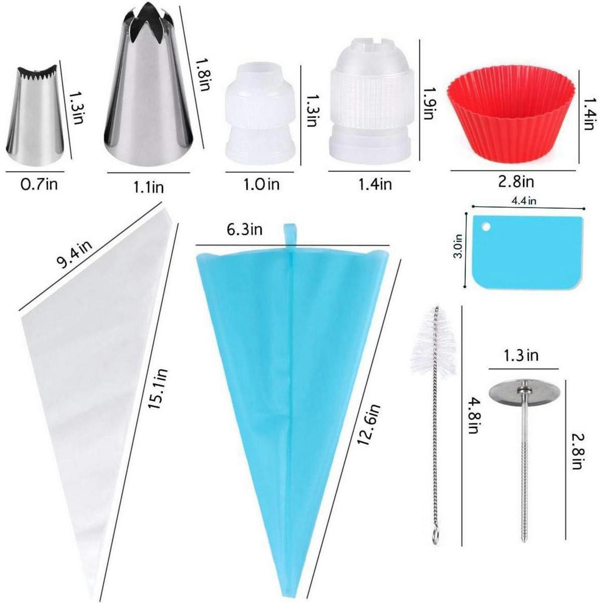 SPRITZTÜLLEN Set 75-teilig mit Silikonbeutel und Zubehör - Multicolor, Metall (7/1/11cm)