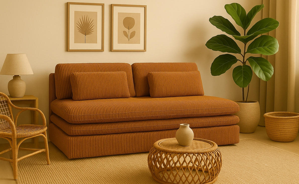 SCHLAFSOFA Mit Bettkasten OLIA, Stoff Poso, Senffarbe - Gelb, Holz (190/75/90cm) - Kaiser Möbel