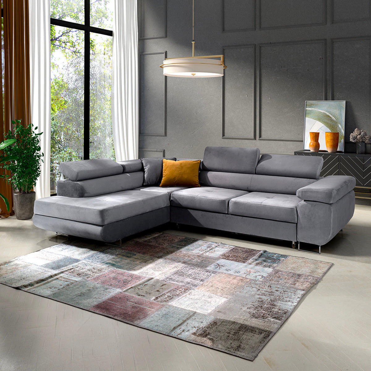 ECKSOFA Wilson 4 Sitzplätze Grau - Grau, Holzwerkstoff (271/201cm) - Petits-meubles